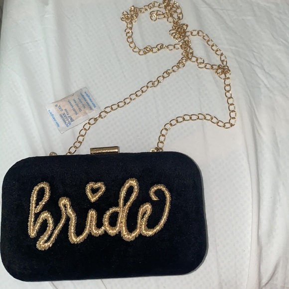 Lulu cross body Bride Bag Black and Gold - Picture 3 of 5